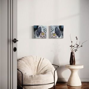 💎💎💎FOR SALE💎💎💎. Two 12”x12” canvas acrylic paintings. Elegant butterflies